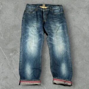 PRPS Jeans Mens 36x30 Blue Japanese Selvedge Donwan Harrell Button Fly Dark Wash